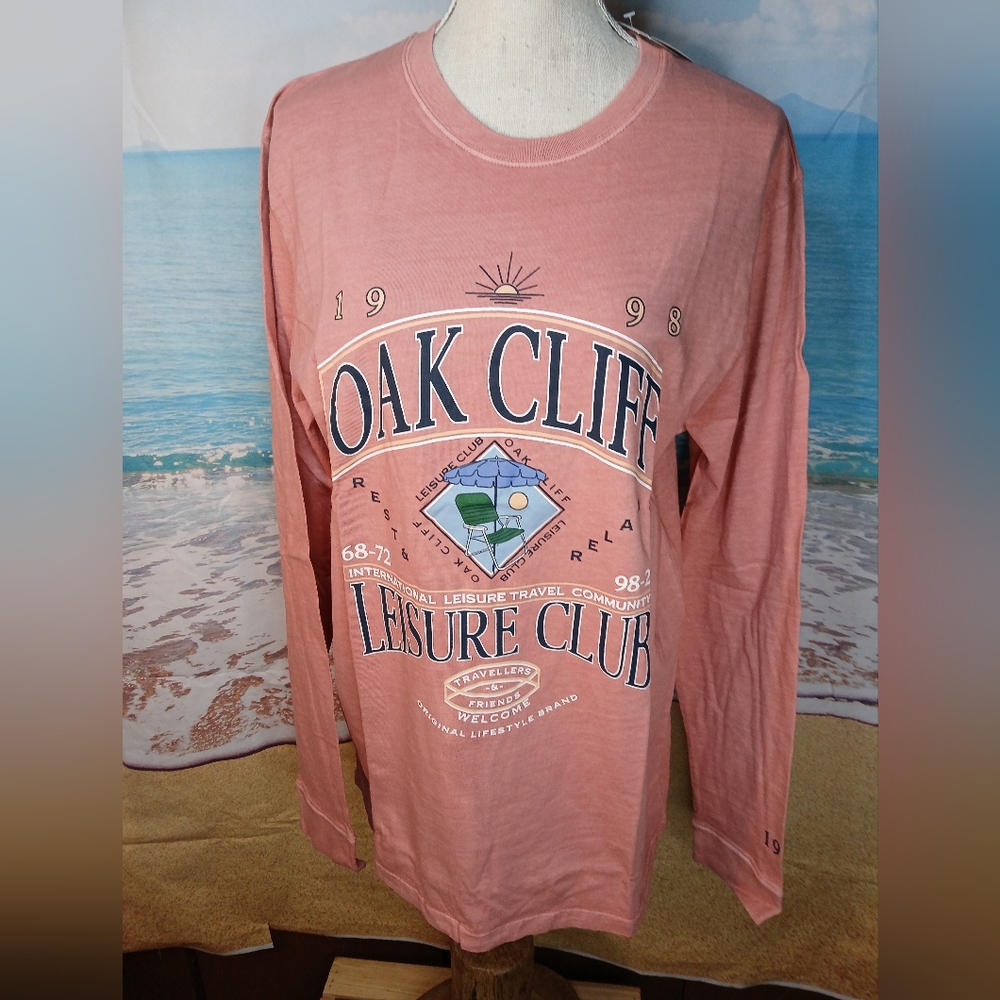 Arizona Oak Cliff Leisure Club Salmon Pink Long Sleeve Shirt In Medium